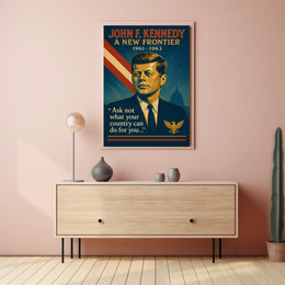 JFK Vintage Patriotic Poster with Inspirational Quote