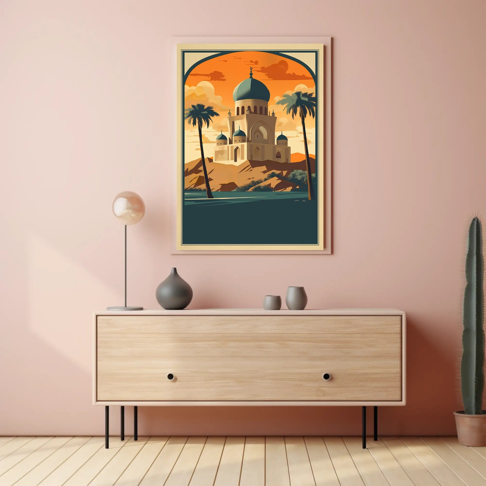 Majestic Desert Mosque at Sunset Poster