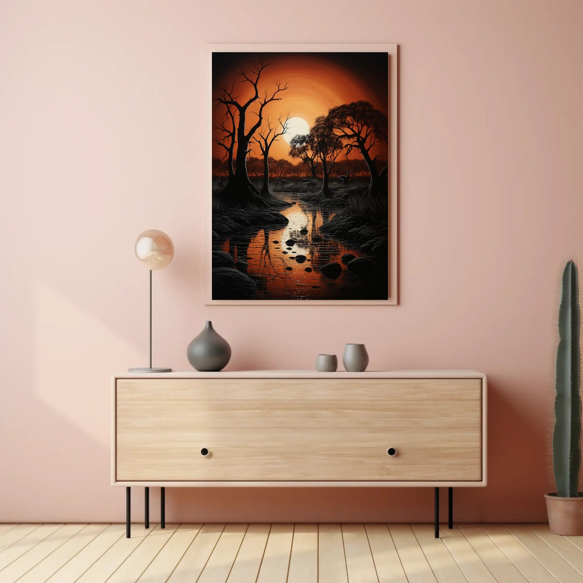 Serene Sunset Over Reflective Lake National Park Poster