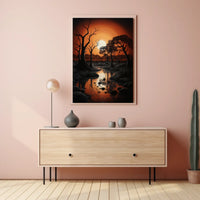 Serene Sunset Over Reflective Lake National Park Poster