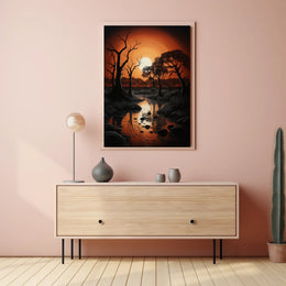 Serene Sunset Over Reflective Lake National Park Poster