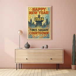 Happy New Year 2024 Times Square Countdown Poster