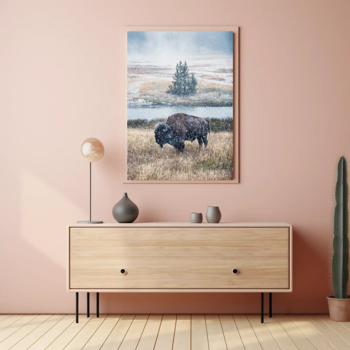 Majestic Bison In Snowfall Poster
