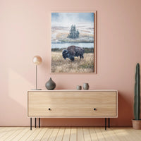Majestic Bison In Snowfall Poster
