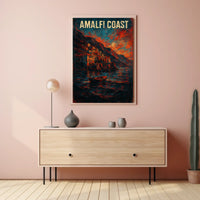 Amalfi Coast Poster Wall Art for Coastal Home Decor