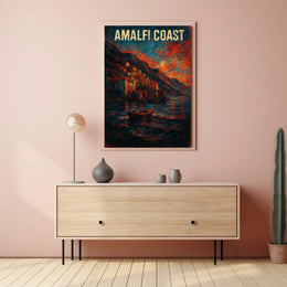 Amalfi Coast Poster Wall Art for Coastal Home Decor
