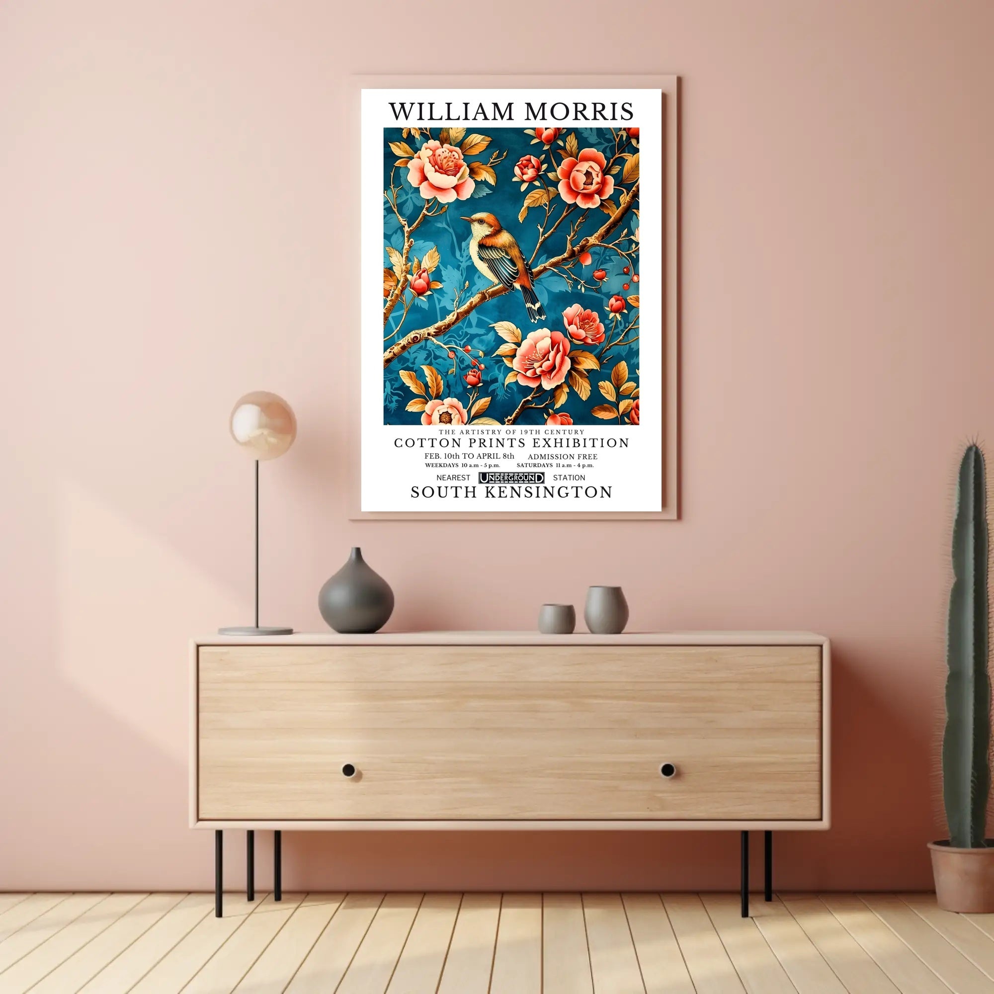 Victorian Cotton Prints Exhibition by William Morris Poster