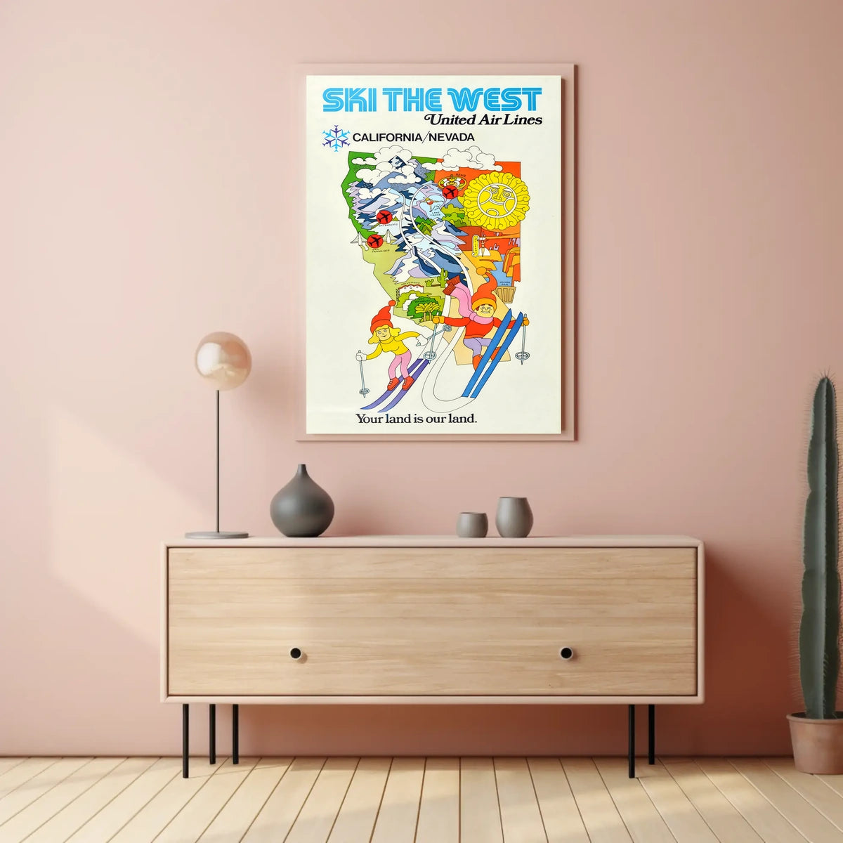 Ski The West United Air Lines Poster