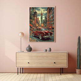 Midcentury Manhattan City Streets Poster Vintage Wall Art