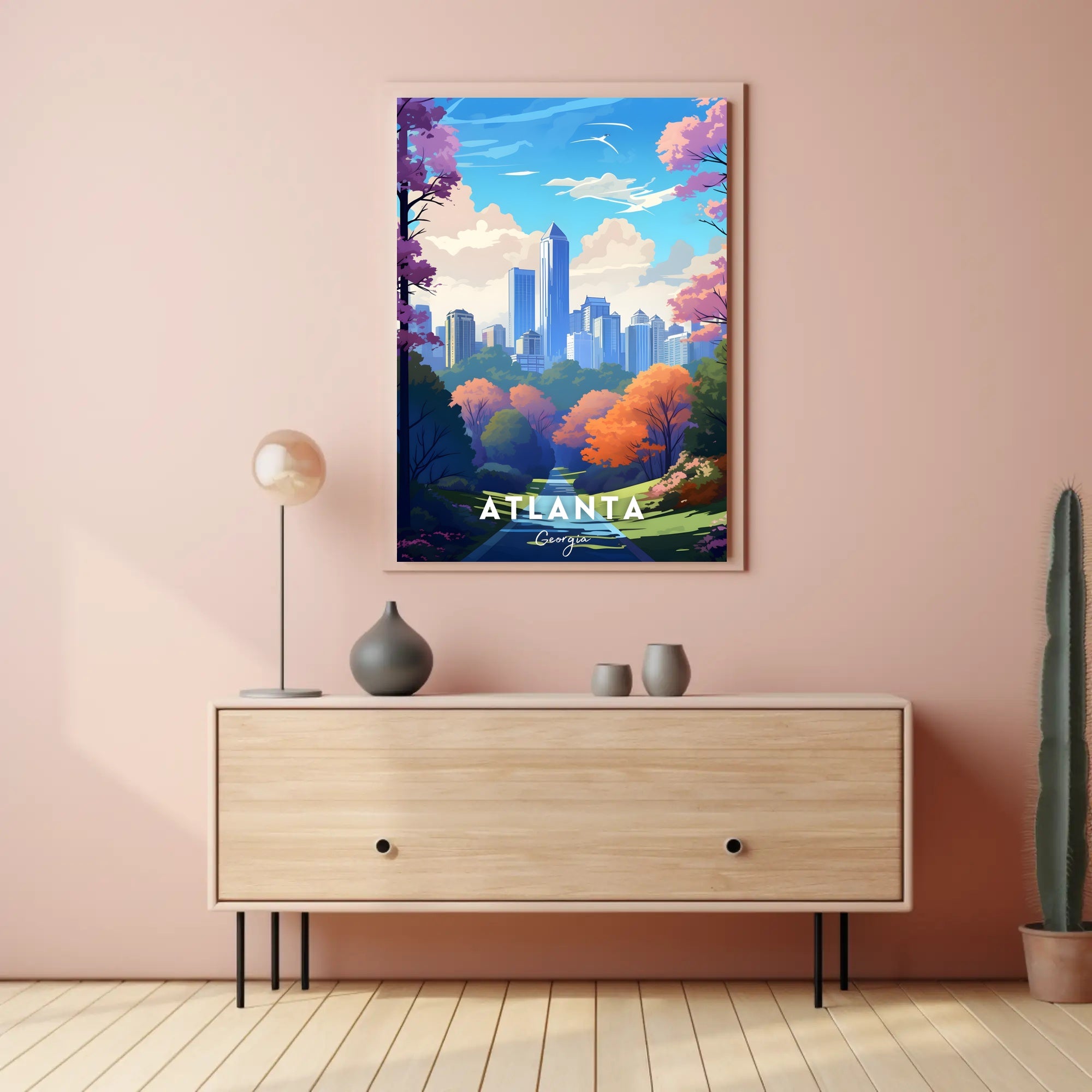 Vibrant Atlanta Cityscape with Urban Park Vibes Poster