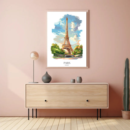 Eiffel Tower Parisian Scenery Art: Travel Poster