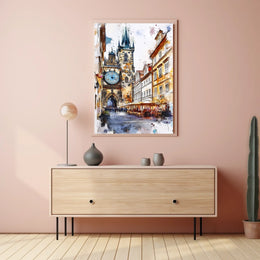 Czech Republic Prague Astronomical Clock Square Poster
