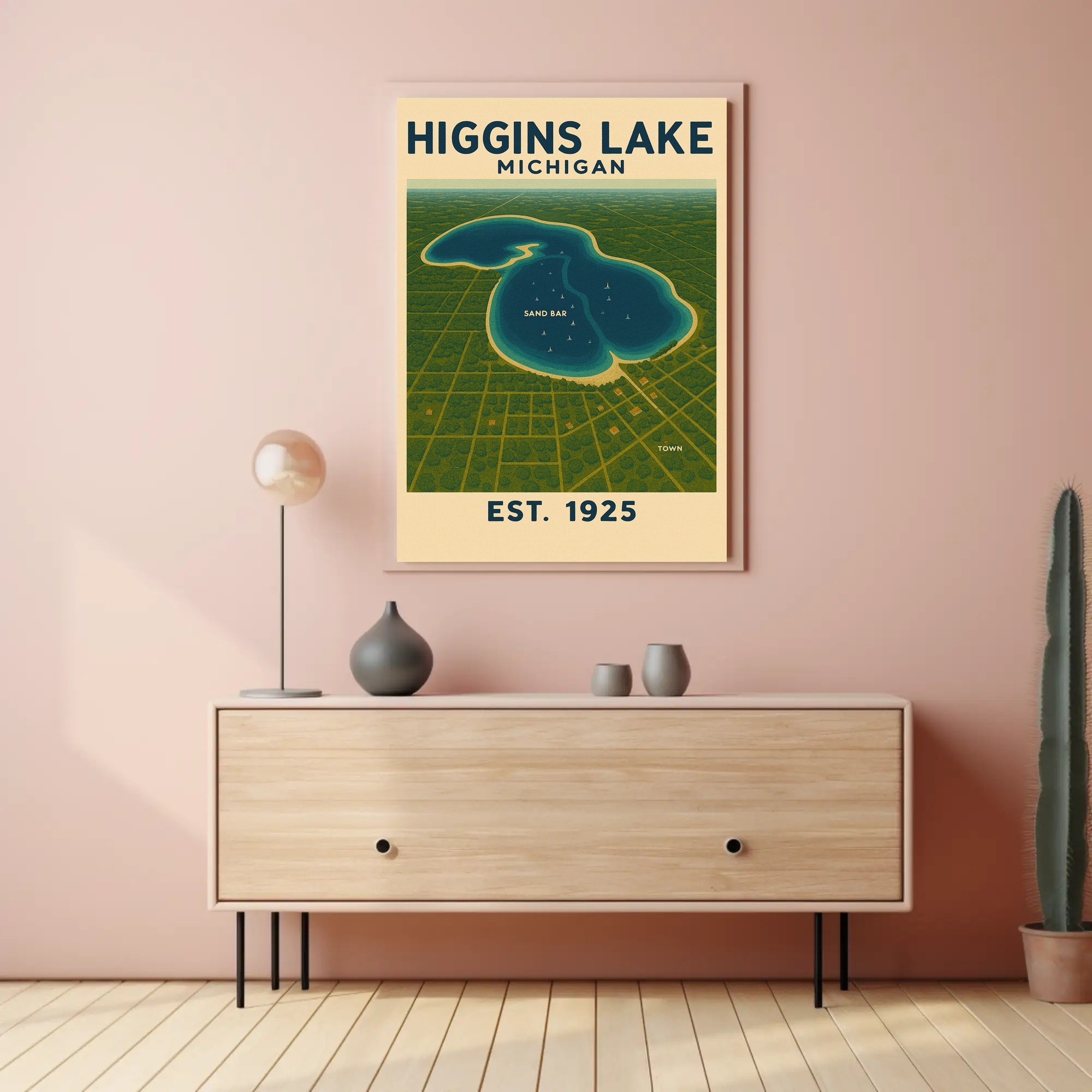 Higgins Lake Tranquil Vintage Travel Poster