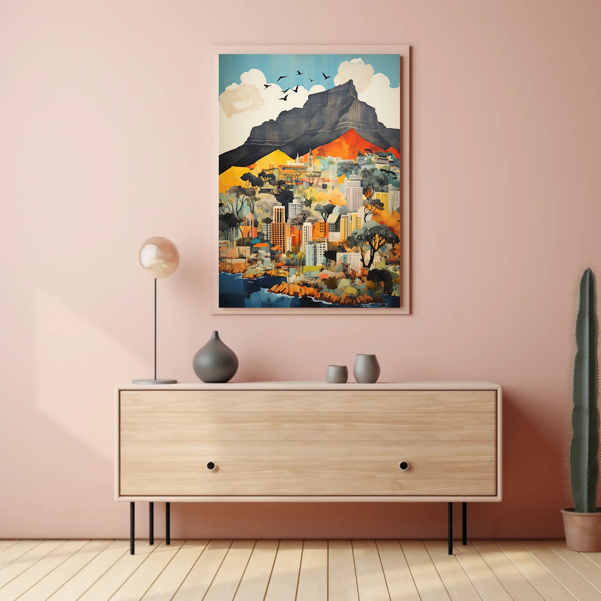 Modern Cityscape with Table Mountain Travel Poster