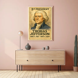 Thomas Jefferson 3rd President of the United States Exaggerated Cartoon Sketch Poster