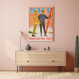 Skiing Adventure in Washington State Vintage Sports Poster PosterGoat