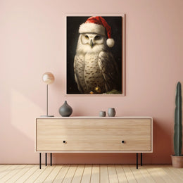 Festive Owl In Santa Hat Poster