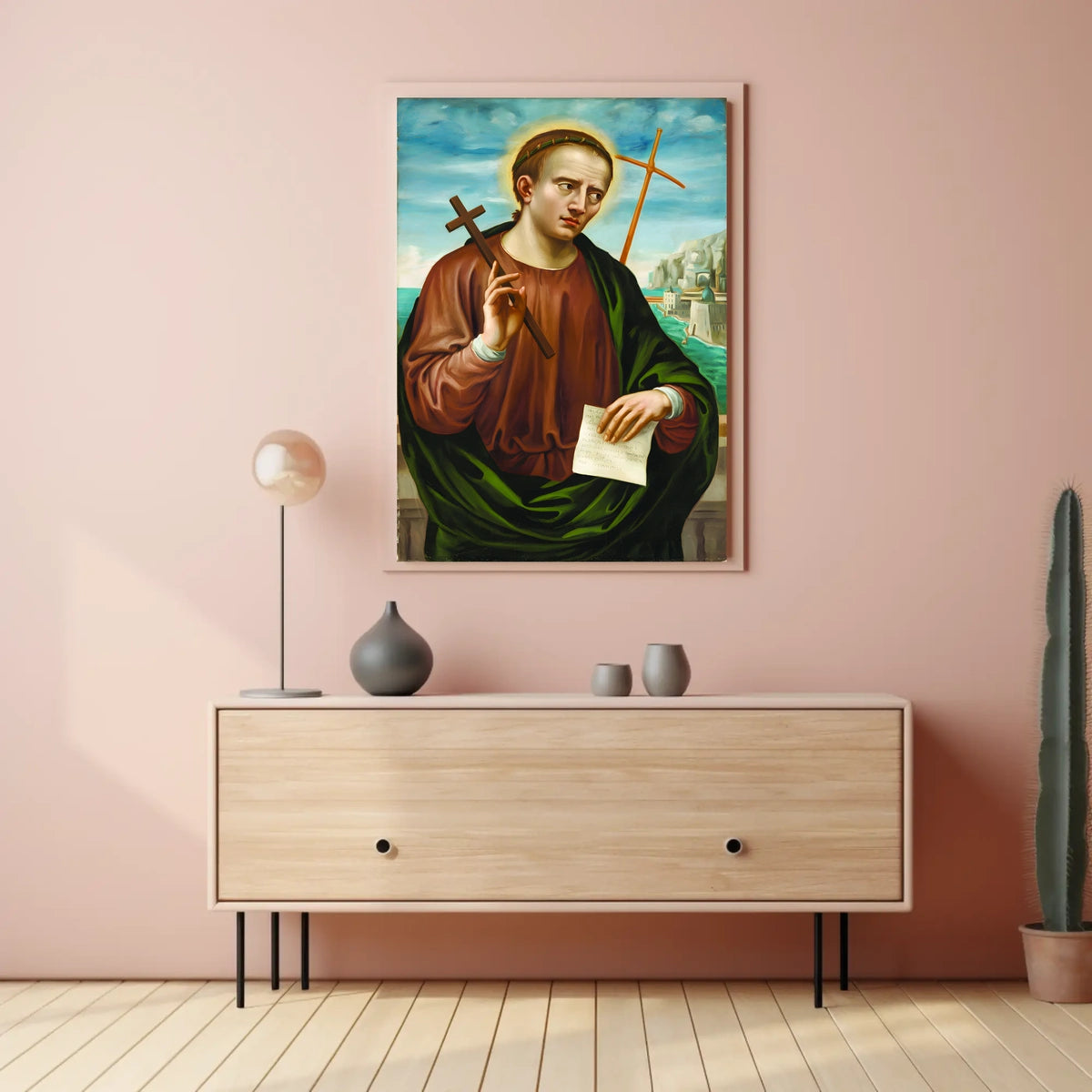 Saintly Portrait with Cross Poster