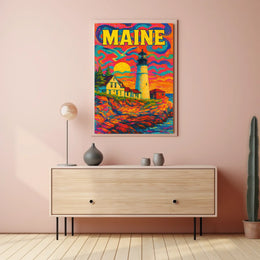 Maine Lighthouse Art Poster