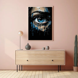 Mystical Blue Eye Dripping Paint Art Poster