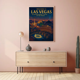 Las Vegas Poster For Home Decor Iconic Skyline Neon Lights