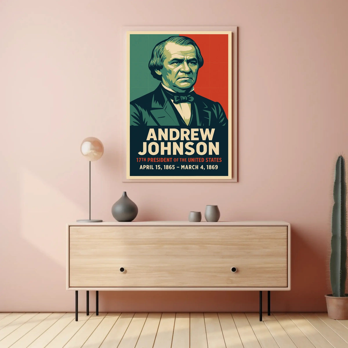 Andrew Johnson 17th President Collectors Lithograph Poster
