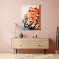 Coastal Cliffside Homes Poster