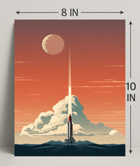 Rocket Launch At Dusk Poster