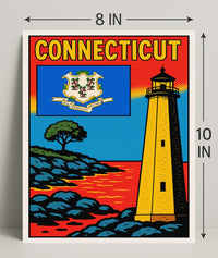Connecticut Lighthouse and State Emblem Poster PosterGoat