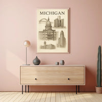 Architectural Landmarks Of Michigan Poster