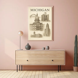 Architectural Landmarks Of Michigan Poster