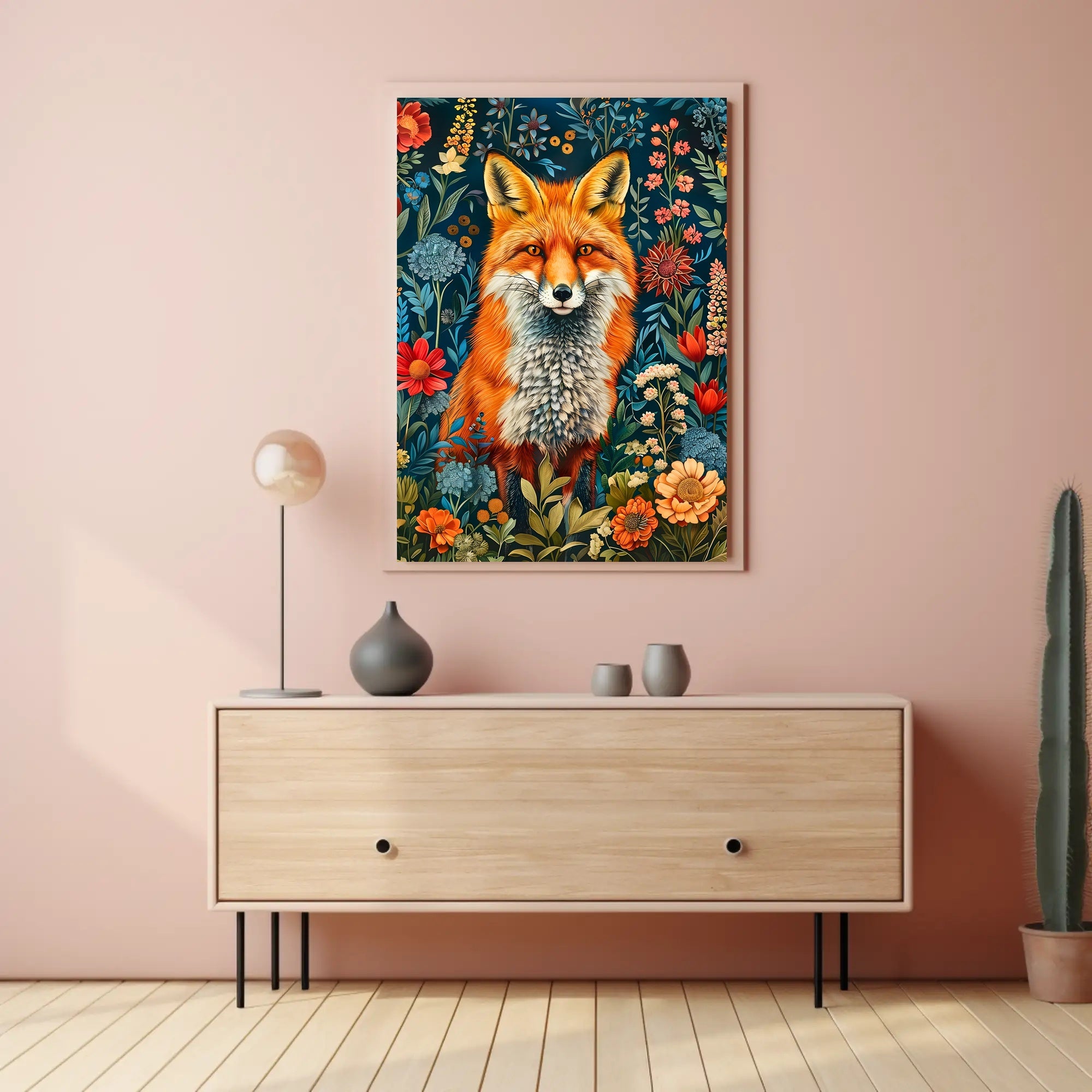Majestic Fox Amongst Flowers: Enchanting Animal Poster