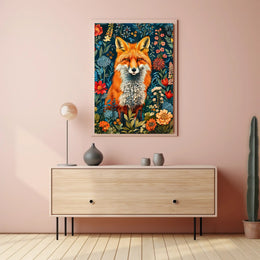 Majestic Fox Amongst Flowers: Enchanting Animal Poster