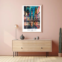 Vibrant Times Square Neon Lights Urban or Cityscape Poster PosterGoat