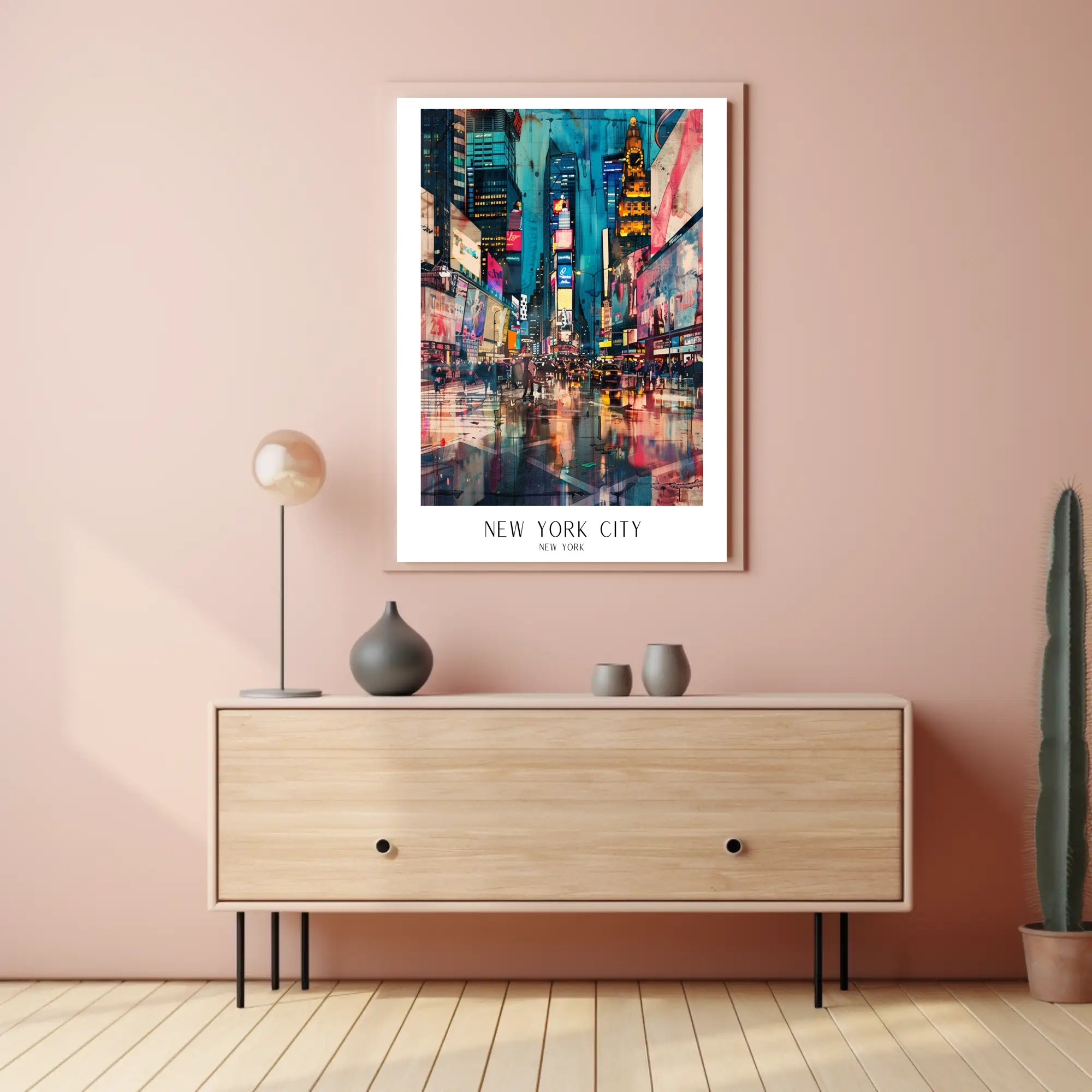 Vibrant Times Square Neon Lights Urban or Cityscape Poster PosterGoat