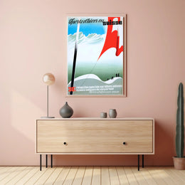 Swiss Skiing Vintage Design Winter Sports Poster PosterGoat