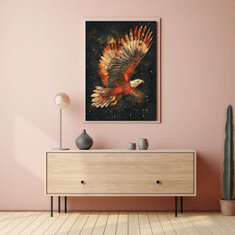 Majestic Cosmic Eagle in Flight Art Poster