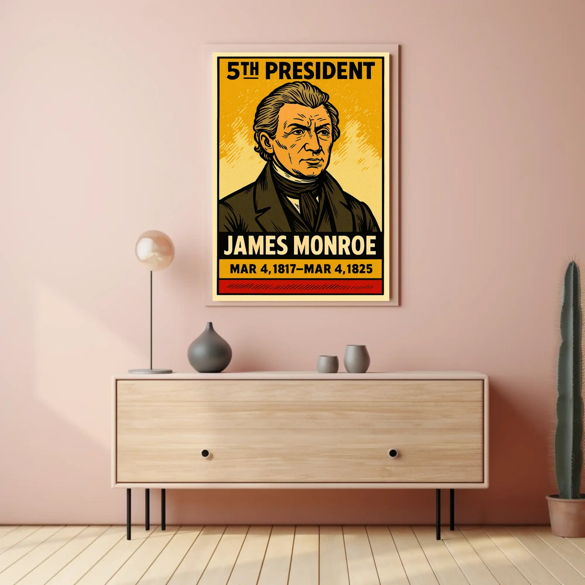 James Monroe 5th President of the United States Inked Comic Style Poster