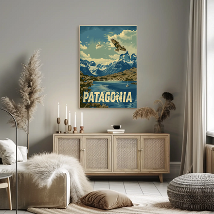 Patagonia Mountains and Condors Travel Poster