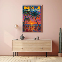 Honolulu Island Christmas Poster