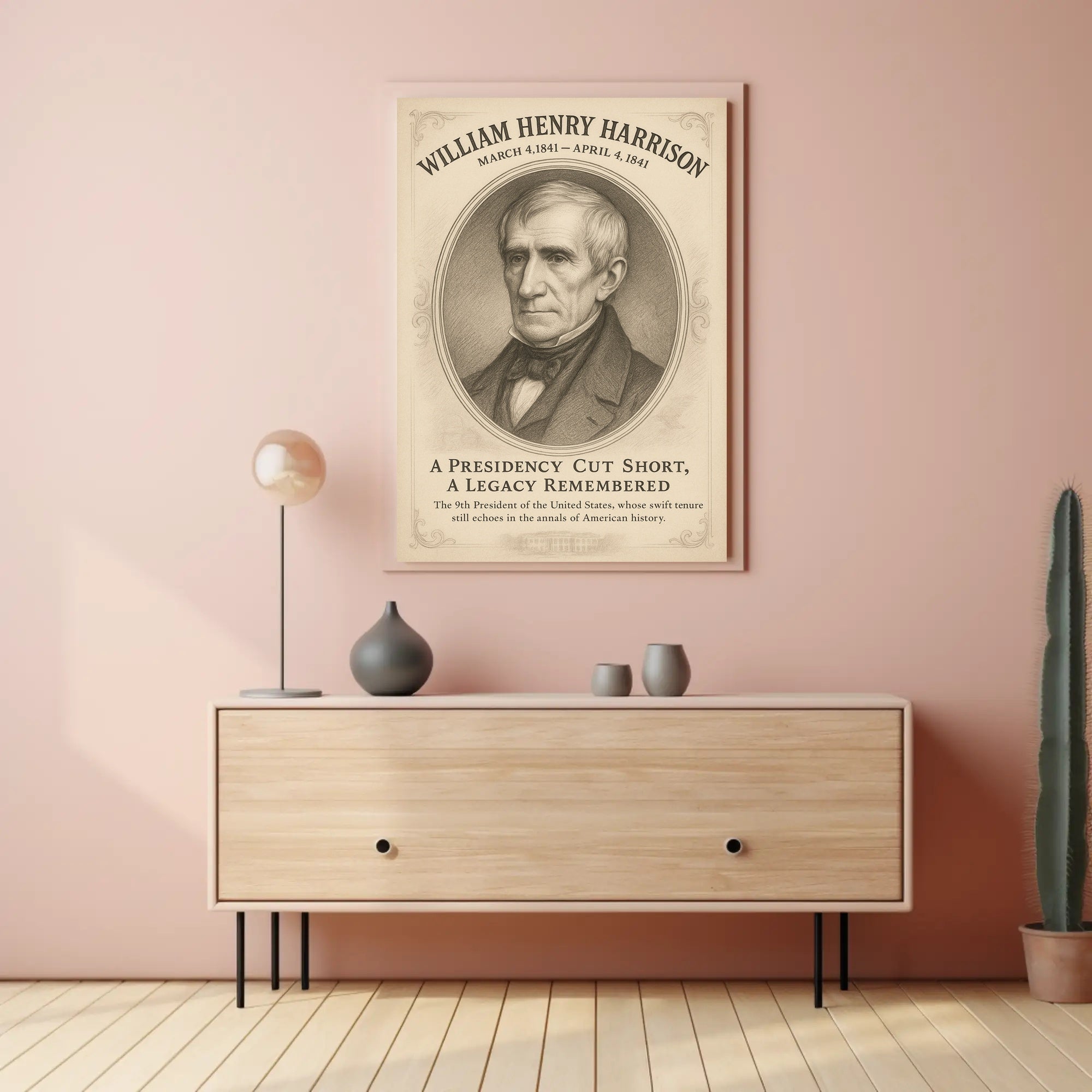 William Henry Harrison 9th President Sketch Poster Art Print PosterGoat