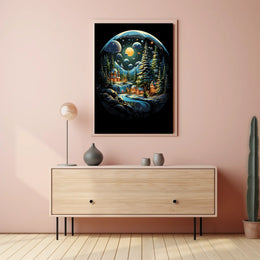 Whimsical Enchanting Winter Landscape in Fantasy or Mythology Poster