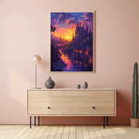 Enchanted Castle Fantasy Sunset Art Poster