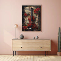 Vintage Violin with Roses Artistic Art Poster
