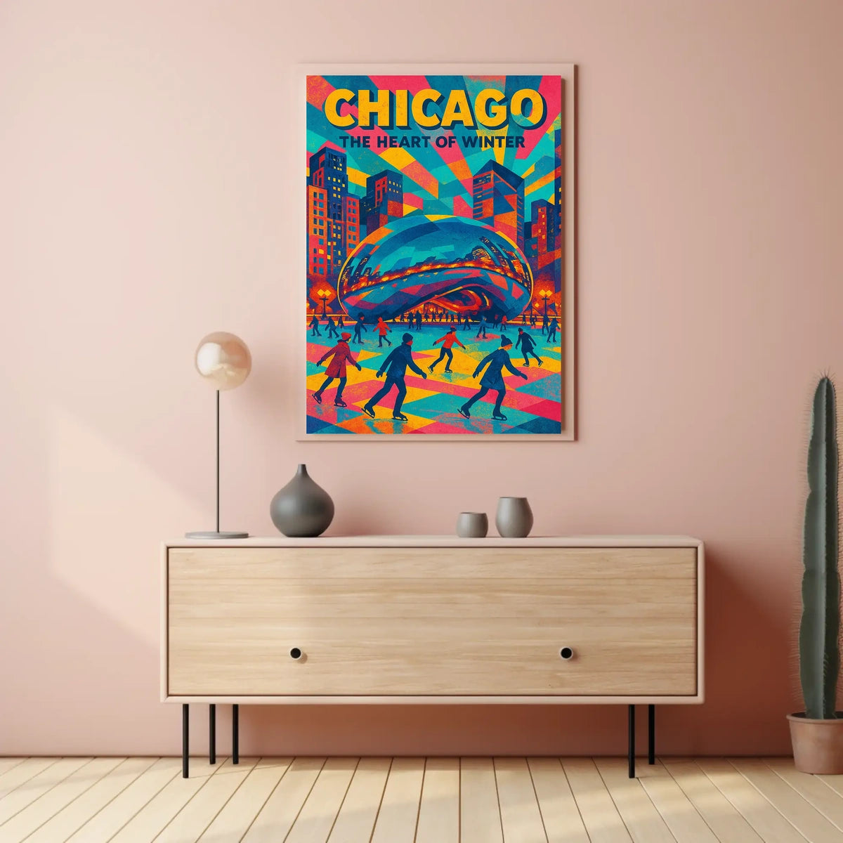Chicago City Winter Heart Of The City Scene Poster