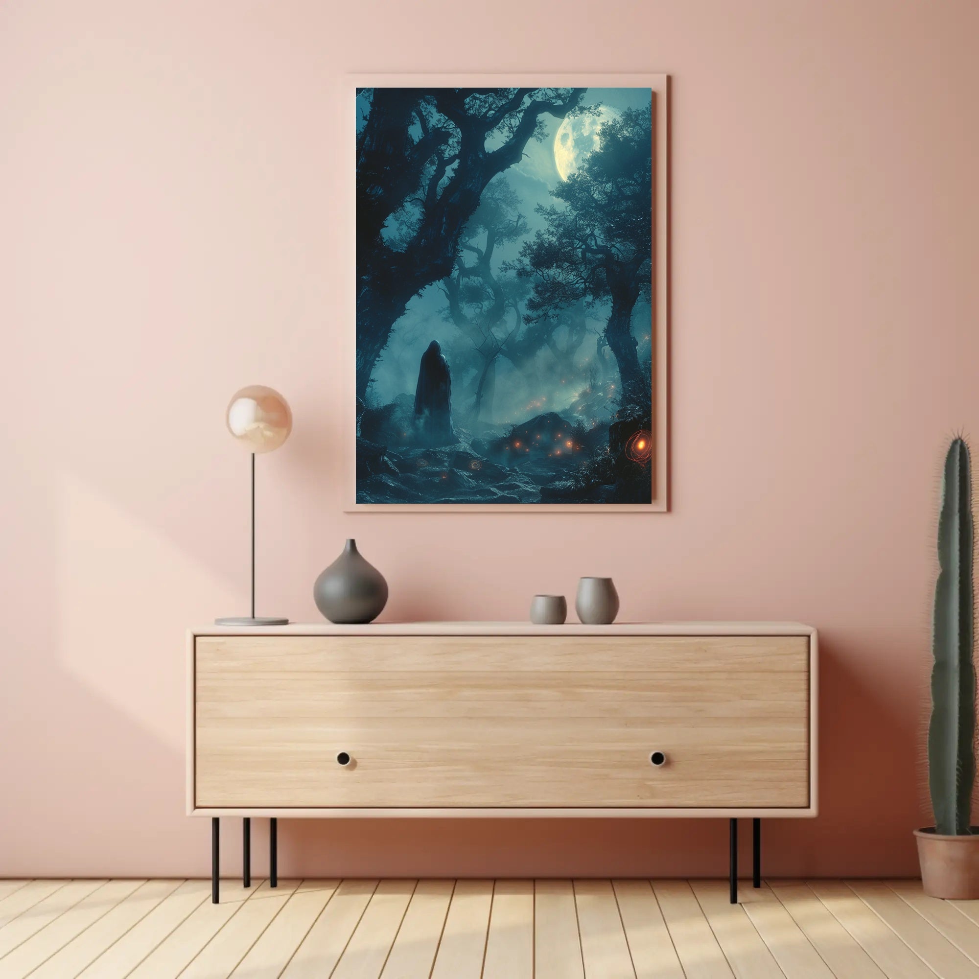 Enchanted Forest Under The Moonlight Art Print Poster PosterGoat