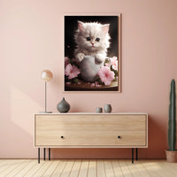 Kitten In A Cup Poster PosterGoat