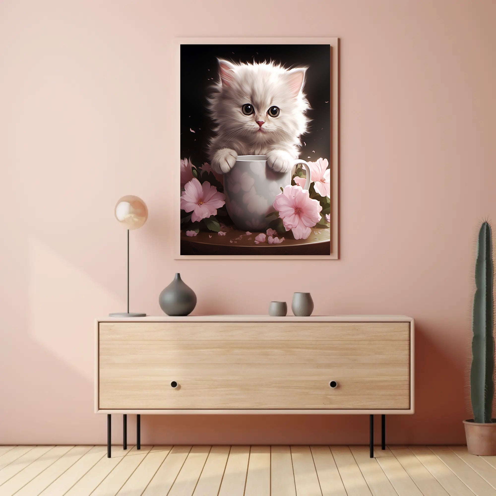 Kitten In A Cup Poster PosterGoat