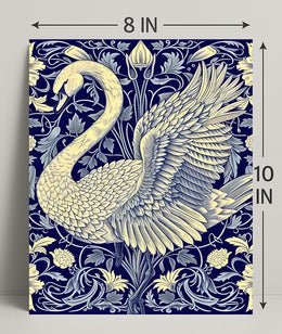 Elegant Swan and Floral Patterns Animal Poster