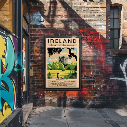 Ireland - Land of Romance Vintage Travel Poster